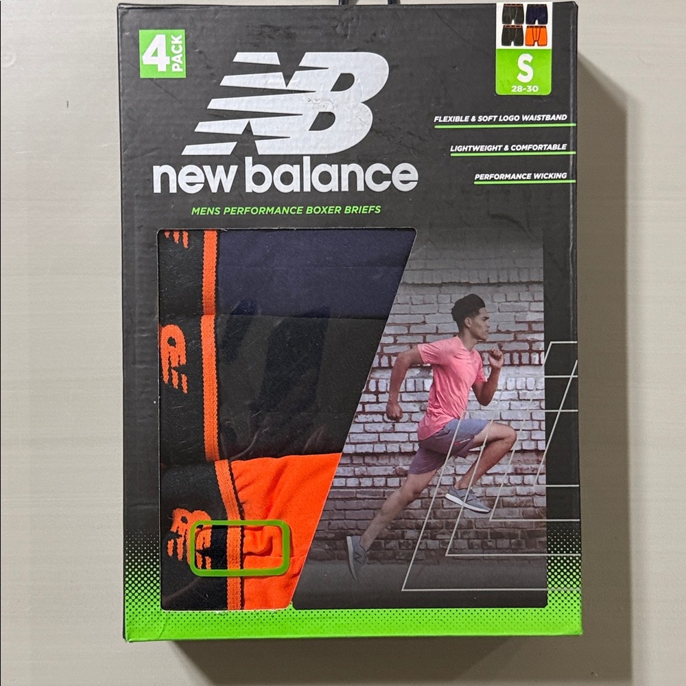 NWT S New Balance Men’s Boxer Briefs 4-Pack – 6" Inseam Performance Fit Small